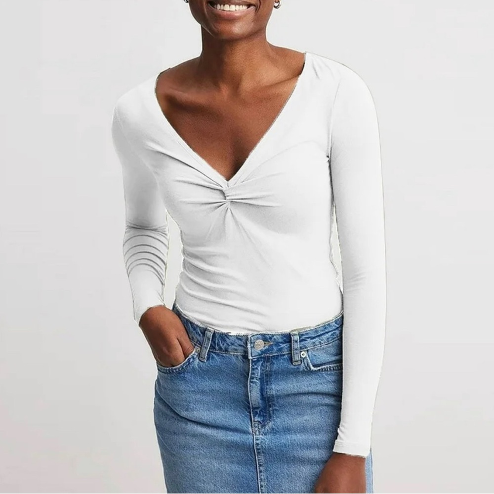 White elevated basic bodysuit